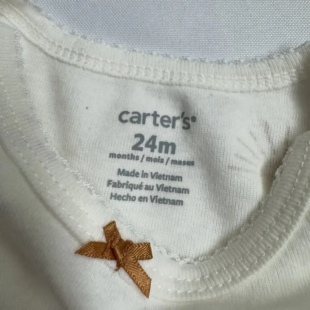 Carter's Long Sleeve Bodysuit Infant Size 24 Months White, Sun
